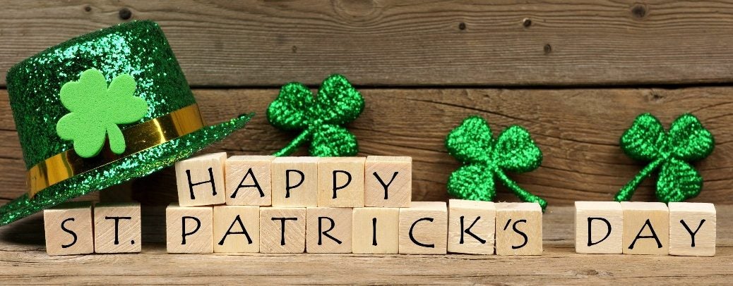 St. Patrick's Day Banner with top hat and shamrocks
