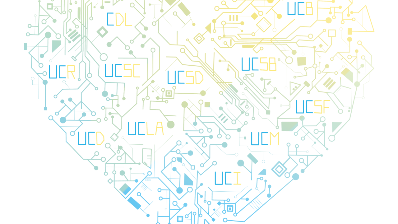 Circuit heart with UC campus names