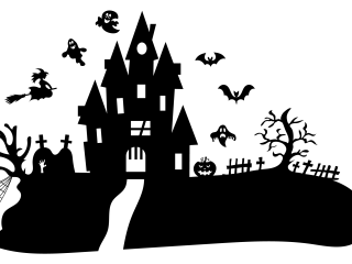 Illustration of a haunted mansion